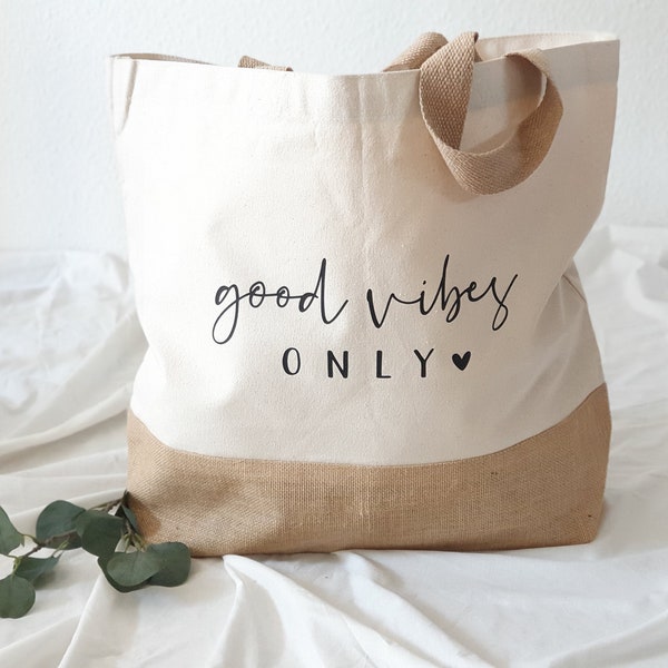 Beach bag for the summer "good vibes only" in XXL