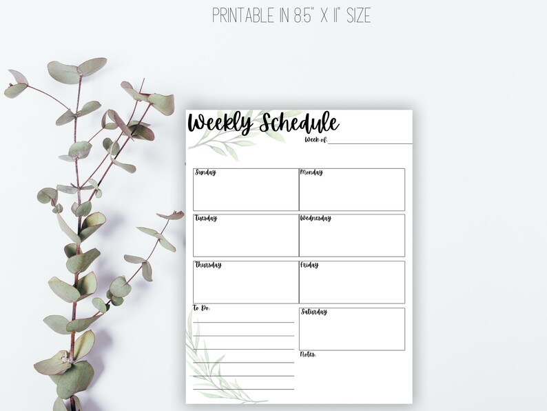 PRINTABLE Weekly Schedule | Simple Design | Digital Download | Size 8.5 ...