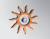 Suncatcher Gift Wood Sun with Crystal Prism Window Hanging Rainbow Maker Feng Shui Decoration