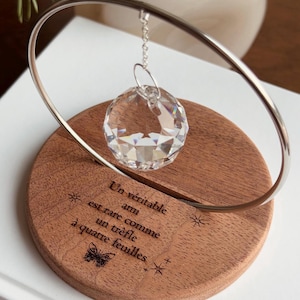 Personalized French Quote Friendship Gift | Crystal Suncatcher | Tabletop Rainbow Maker: Desk Decor