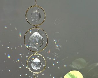 Celestial Triple Crystal Suncatcher Star Charm Rainbow Maker Boho Window Hanging Prism Gift Decor