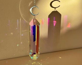 Aurora Borealis Crystal Suncatcher – Rainbow Window Hanging, Prism Light Catcher, Celestial Home Decor, Handmade Gift