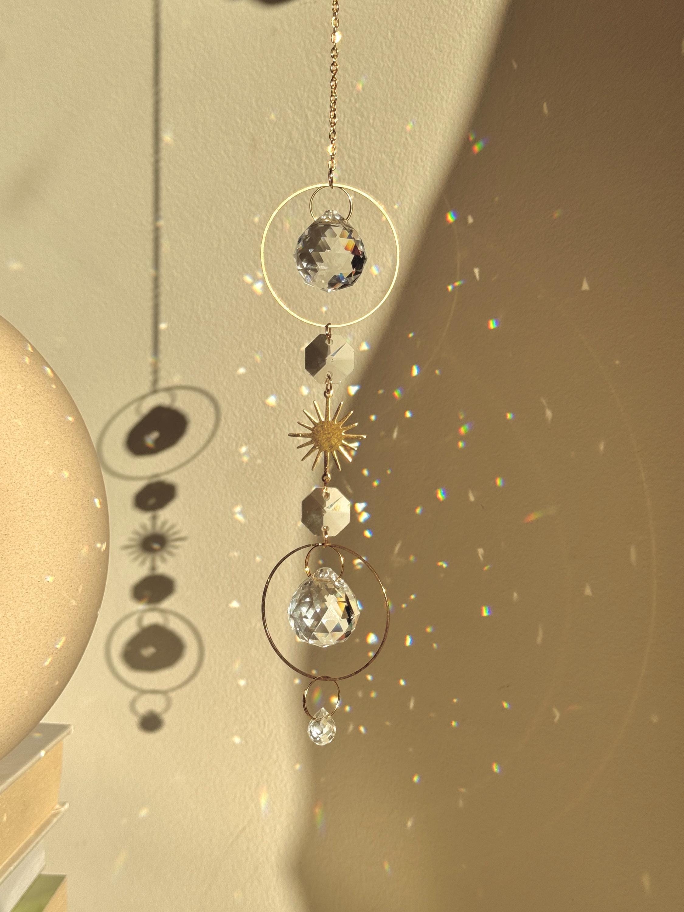 BESTSELLER sun catcher with star charm, Boho window decoration, Crystal prism suncatcher, Sonnenfanger