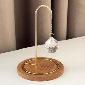 Crystal Rainbow Suncatcher, Stainless Steel Stand and Personalised Engraved Wood Base Gift