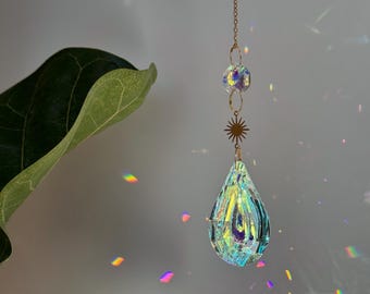 Teardrop Crystal Suncatcher Prism Rainbow Maker Boho Celestial Window Decor Housewarming Gift
