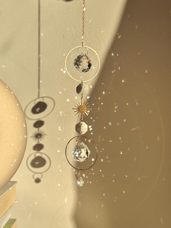 BESTSELLER sun catcher with star charm, Boho window decoration, Crystal prism suncatcher, Sonnenfanger