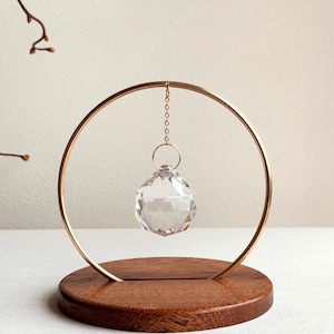 Sun catcher tabletop with crystal prism, modern home suncatcher decoration, minimalist sunlight catcher, home decor gift idea, unique gift