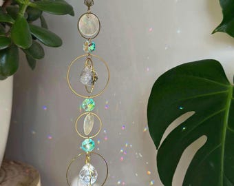 Boho Gold Suncatcher Crystal Prism Rainbow Maker Window Hanging Shell Decor Sun Chaser Gift