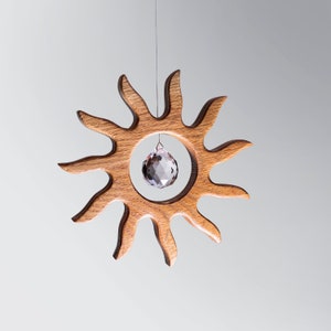 Oak Sun Suncatcher with Crystal Prism - Celtic Window Decoration