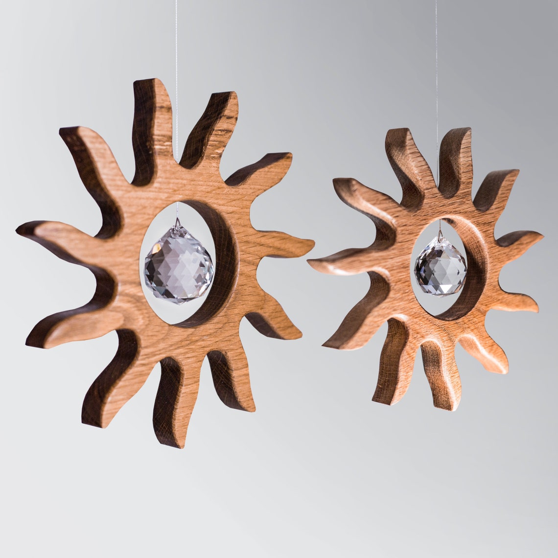 Suncatcher Gift/ Wood Sun With Crystal Prism/ Window Hanging Etsy