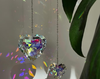 Heart Crystal Suncatcher Aura Prism Rainbow Maker Valentine Gift for Her Hanging Window Decor