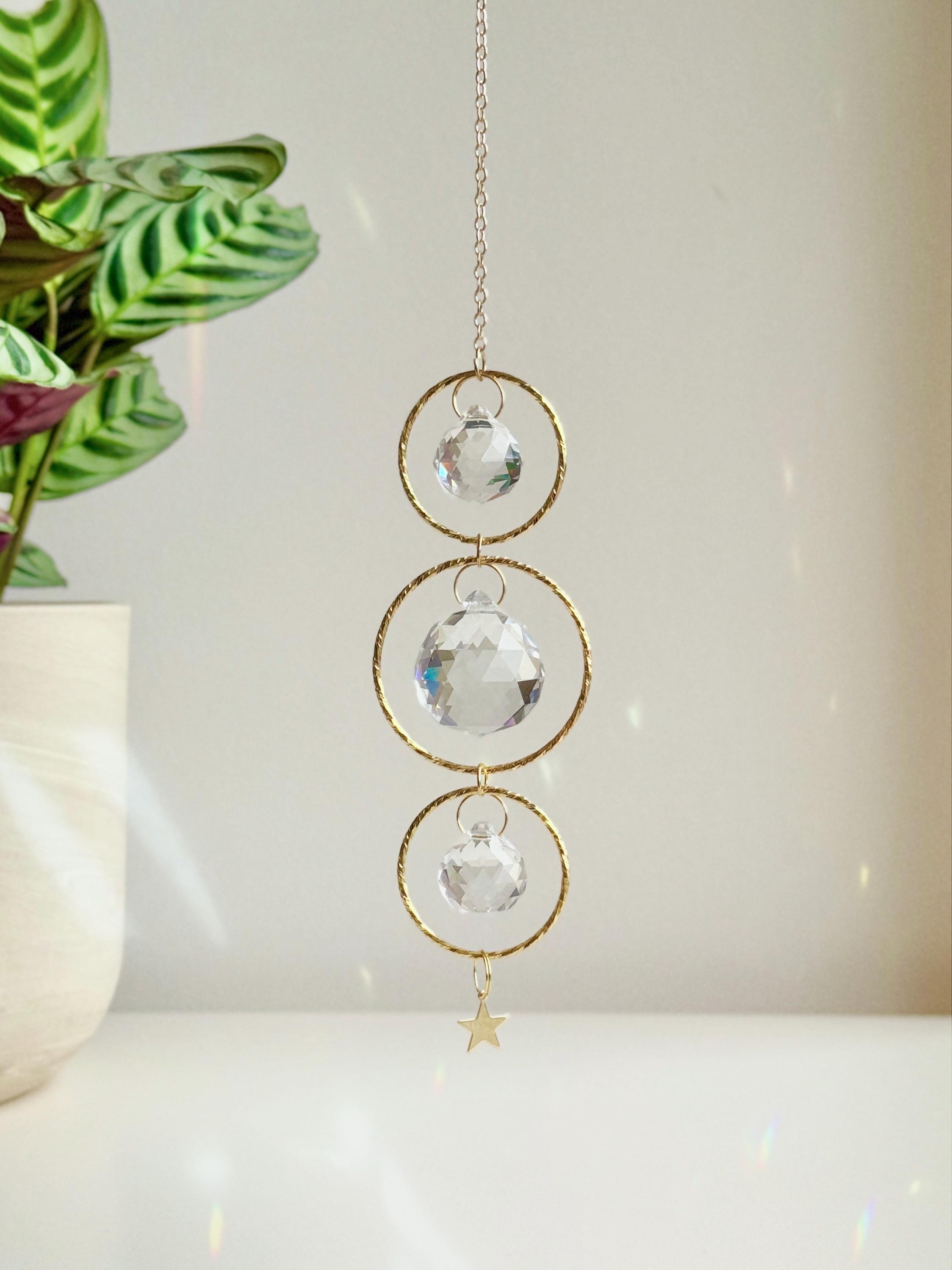 Celestial Triple Crystal Suncatcher Star Charm Rainbow Maker Boho ...
