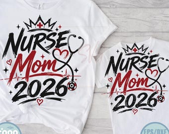 Design em SVG "Mãe Enfermeira 2026", PNG para formatura de RN, LPN e UTI Neonatal (Download Digital)