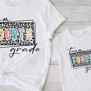 Leopard Print Team Fourth Grade Svg,4th Grade Teacher School Shirt Png,Back to School Svg,First Day School,Cricut Files Eps,Svg,Dxf,Png