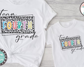 Leopard Print Team Fourth Grade SVG: Teacher Shirt Design (Digital Download)