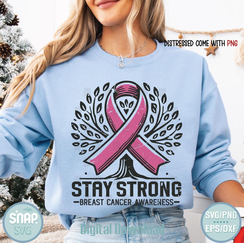 Breast Cancer Awareness Tree of Life SVG, Pink Ribbon Clipart (digital ...