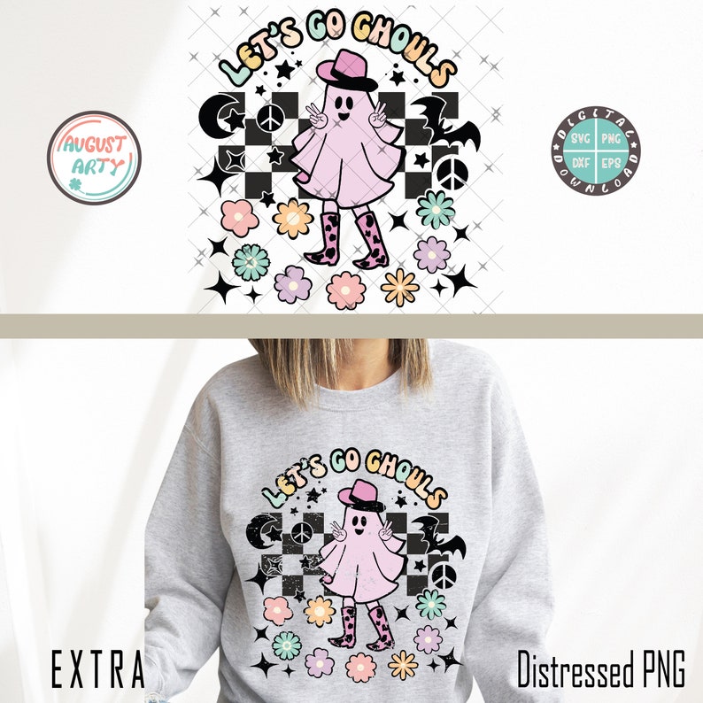 Retro Spooky Ghost Floral SVG: Cowgirl Halloween Design (Digital Download) image 4