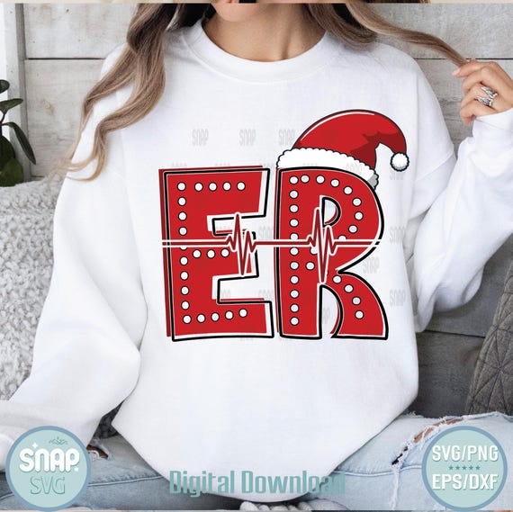 ER Christmas Crew SVG,Emergency Room Christmas Design,Medical Staff Christmas Cut File, Funny Holiday Nurse SVG,Doctor Christmas Shirt Png,