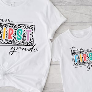 Leopard Team First Grade Svg,Couple School Shirt Svg,First Grade Svg,Back to School Svg,Teacher Shirt Svg, Dxf, Eps, Png,File for Circut