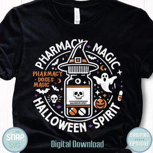 Pharmacy Magic Halloween Spirit SVG,Witchy Apothecary Clipart,Pharmacist Halloween Shirt Png,Spooky Prescription Bottle SVG, Halloween Svg