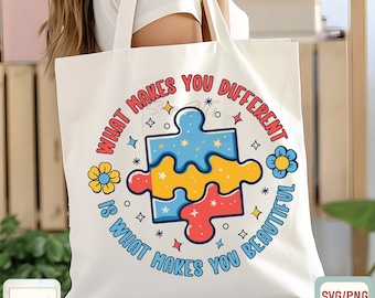 What Makes You Different Is What Makes You Beautiful SVG PNG,Beautiful Autism Png,Autism Awareness, Autism Puzzle Png,Autism Teacher Png,