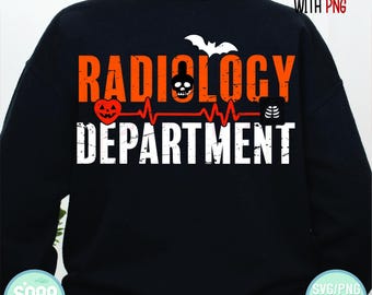 Radiology Department Halloween SVG, Spooky Xray Tech PNG Clipart, Skeleton Pumpkin Bat Medical SVG Cut File Digital Download