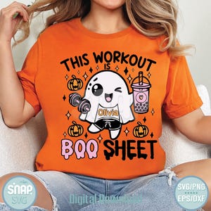 Ten trening to Boo Sheet Svg, spersonalizowana koszulka treningowa Ghost Fitness, Kawaii Ghost SVG, koszulka Boba Tea Fitness, zabawny trening Ghost Halloween