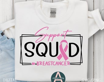 Support Squad Brustkrebs Schleife SVG, PNG, EPS (Digital Download)