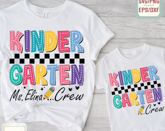 Equipe de Jardim de Infância SVG PNG: Design de Camisa Escolar Colorida (Download Digital)