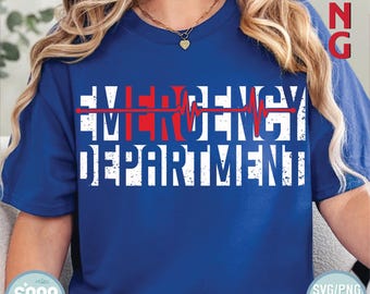 Grunge Emergency Department Nurse SVG PNG: Medical T-Shirt Design (Digital Download)