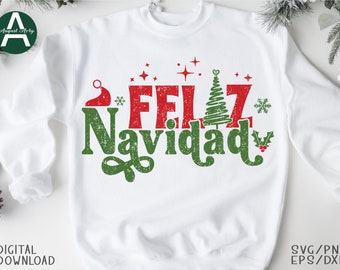 Feliz Navidad SVG: Spanish Christmas Shirt Design (Digital Download)