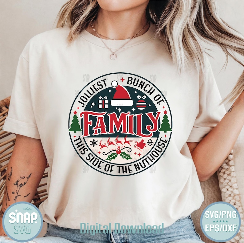 Jolliest Bunch of Family SVG| Funny Christmas SVG for Shirts| Holiday ...