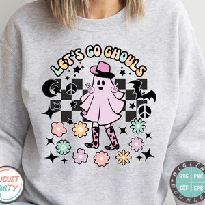 Retro Spooky Ghost Floral SVG: Cowgirl Halloween Design (Digital Download) image 2