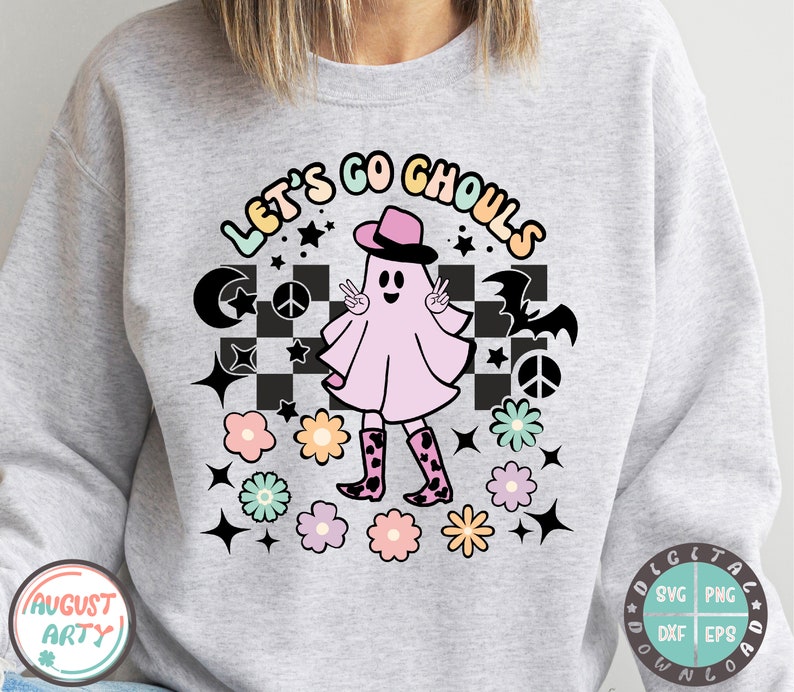 Retro Spooky Ghost Floral SVG: Cowgirl Halloween Design (Digital Download) image 2