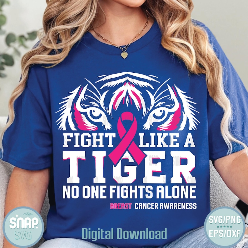 Fight Like a Tiger Breast Cancer Awareness Design: Pink Ribbon SVG PNG ...
