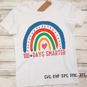 Rainbow Svg, Happy 100 Days Svg mais inteligente, 100th Day png, Rainbow, Pencil svg, Kids teacher eps, Arquivos de corte digital, design para camisa, Caneca cricut