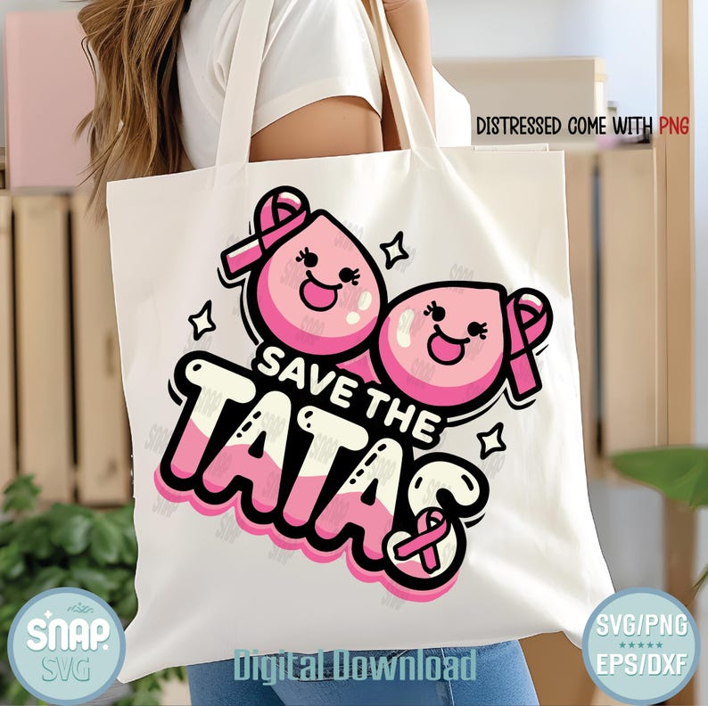Save the Tatas SVG: Breast Cancer Awareness Ribbon Design (digital ...