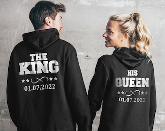 KING & QUEEN hoodie sweater set with desired date print hoodie for couples and couples funny saying fun print gift girlfriend