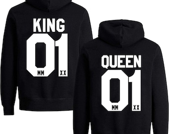 KING & QUEEN Hoodie Sweater Set Print Hoodie for Couples and Couples Funny Saying Logo Print Christmas Valentine's Day Gift