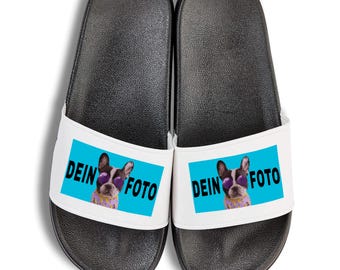 Personalized pool slides with your desired photo – flip-flops, slippers, pool slides, beach sandals for children, men and women