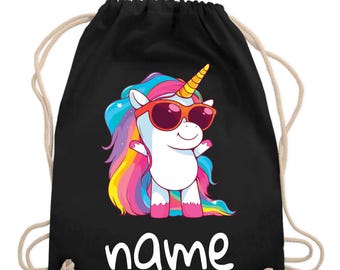 Unisex gym bag with unicorn print printed with desired name personalized gift sports bag shopping men & women