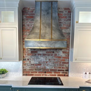 Custom Artisan Zinc Range Hoods - Double sweep Antique Brass