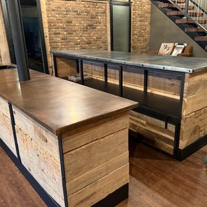 Custom copper and zinc bar tops, countertops and tables.