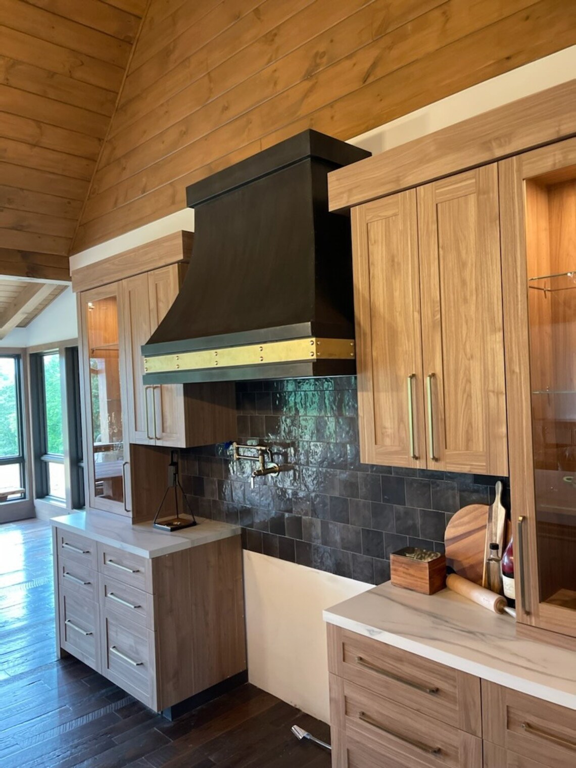 Custom Artisan Zinc Range Hoods - Double Sweep - Casing and Strap ...