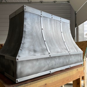 Custom Artisan Zinc Range Hood - SLATE - Double Sweep -