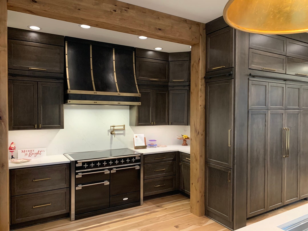 Custom Artisan Zinc Range Hoods - Single Curve With Brass Casing and ...