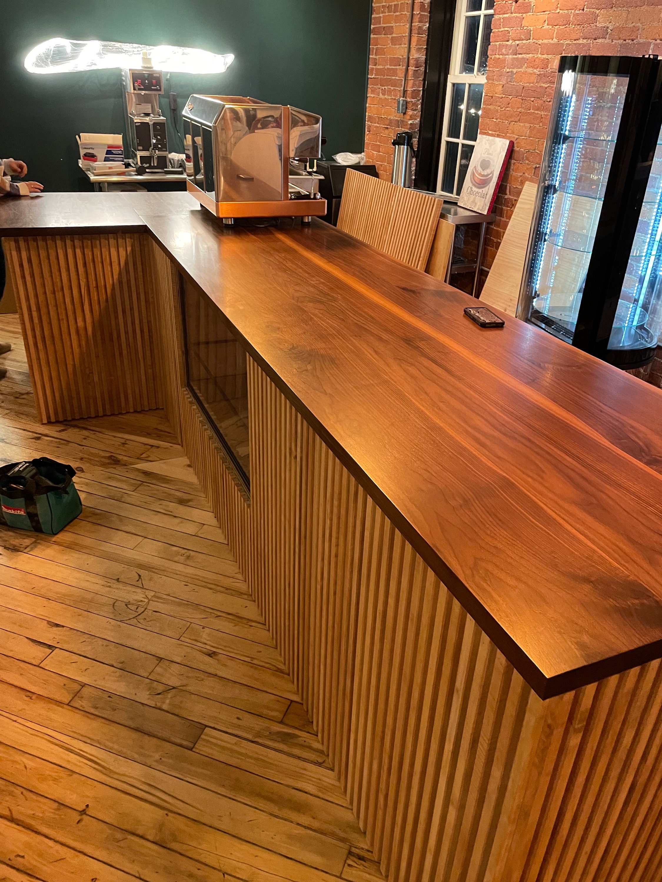 Commercial Custom Hardwood Restaurant Bar Tops, Tables 