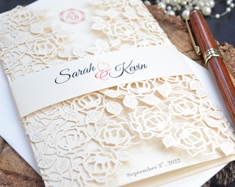 Wedding Invitation, laser cut wedding invitation,