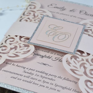 Invitación de boda, invitación de boda cortada con láser,