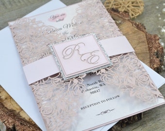 Wedding Invitation, laser cut wedding invitation with rsvp